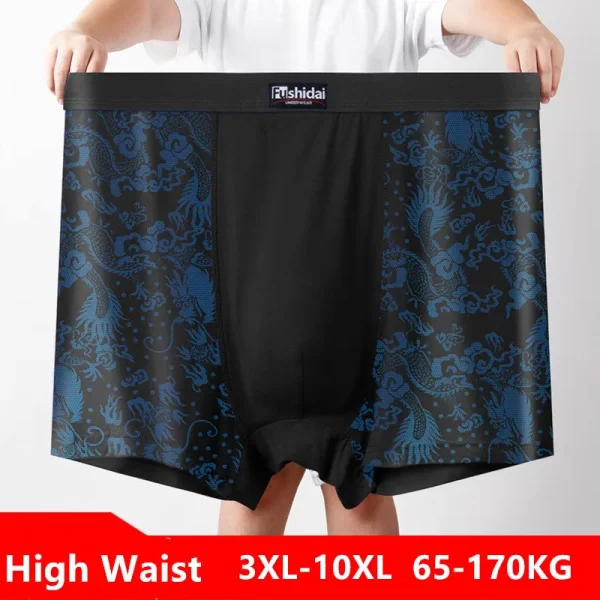 Cueca Boxer masculina, de cintura alta, 8xl, 9xl, impressão 140kg plus size, solta, 10xl overlarged, macios.