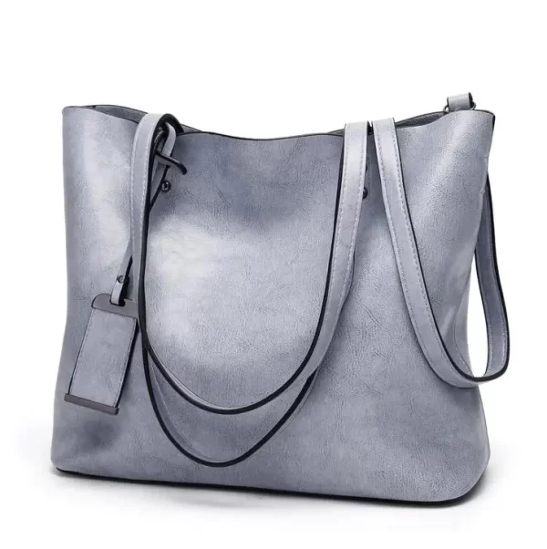 Bolsa feminina de couro encerado, simples de alça dupla, sacos de ombro para compras, multiuso. - Image 7