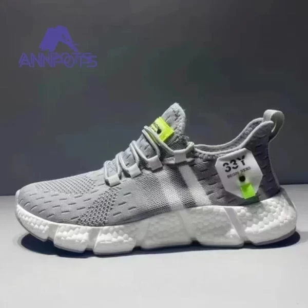 Tênis unissex de corrida respirável, branco casual, leve, antiderrapante, clássico, esportivo, casal, de malha. - Image 9