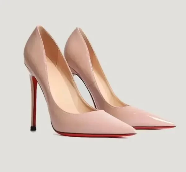 Sapato feminino de couro envernizado, saltos altos, vermelho, 8 cm, 10 cm, 12cm Inferior, de casamento, Brand New. - Image 6