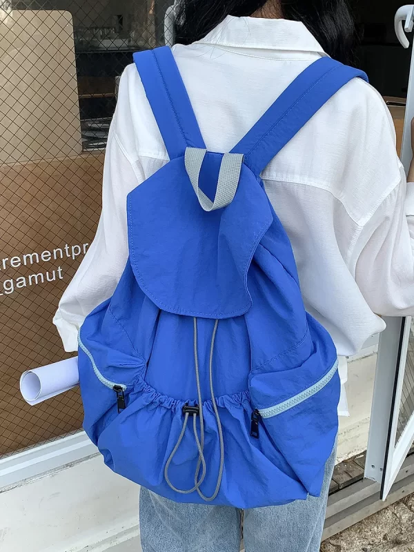 Mochila feminina,  de ombro em náilon, grande capacidade, escolar casual, luxo designer, cor sólida, moda, nova - Image 5