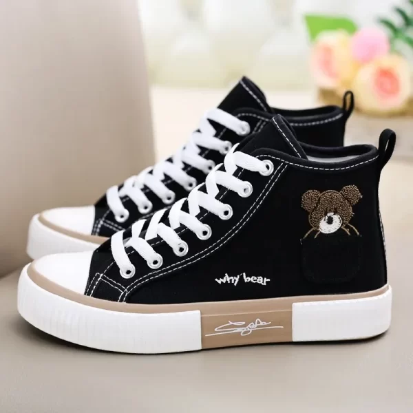 Sapato feminino de lona bonitos, respiráveis,  esportivos, casuais vulcanizados, altas. - Image 4
