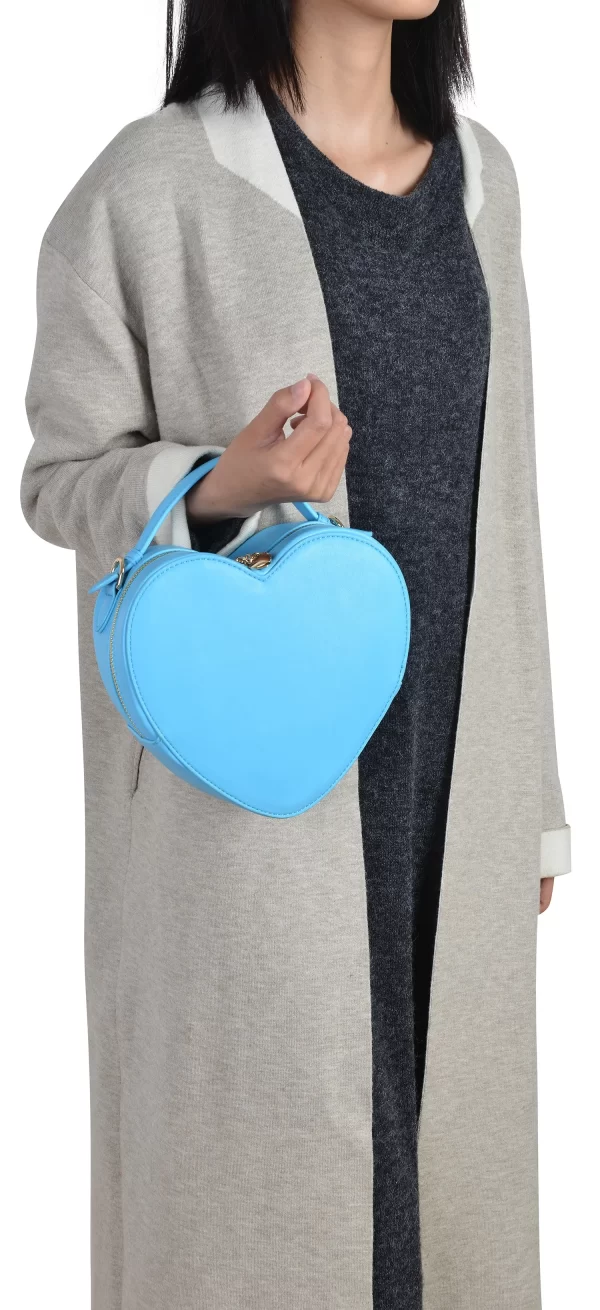 Bolsa feminina, Crossbody, em Forma de Coração, Bolsa de Amor, Zip Around Shoulder Bag, Bolsa de Cor Sólida. - Image 5