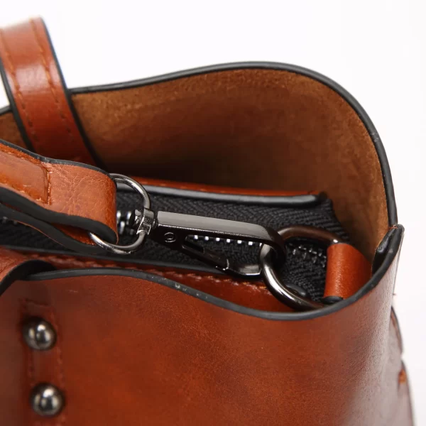 Bolsa feminina de couro encerado, simples de alça dupla, sacos de ombro para compras, multiuso. - Image 6